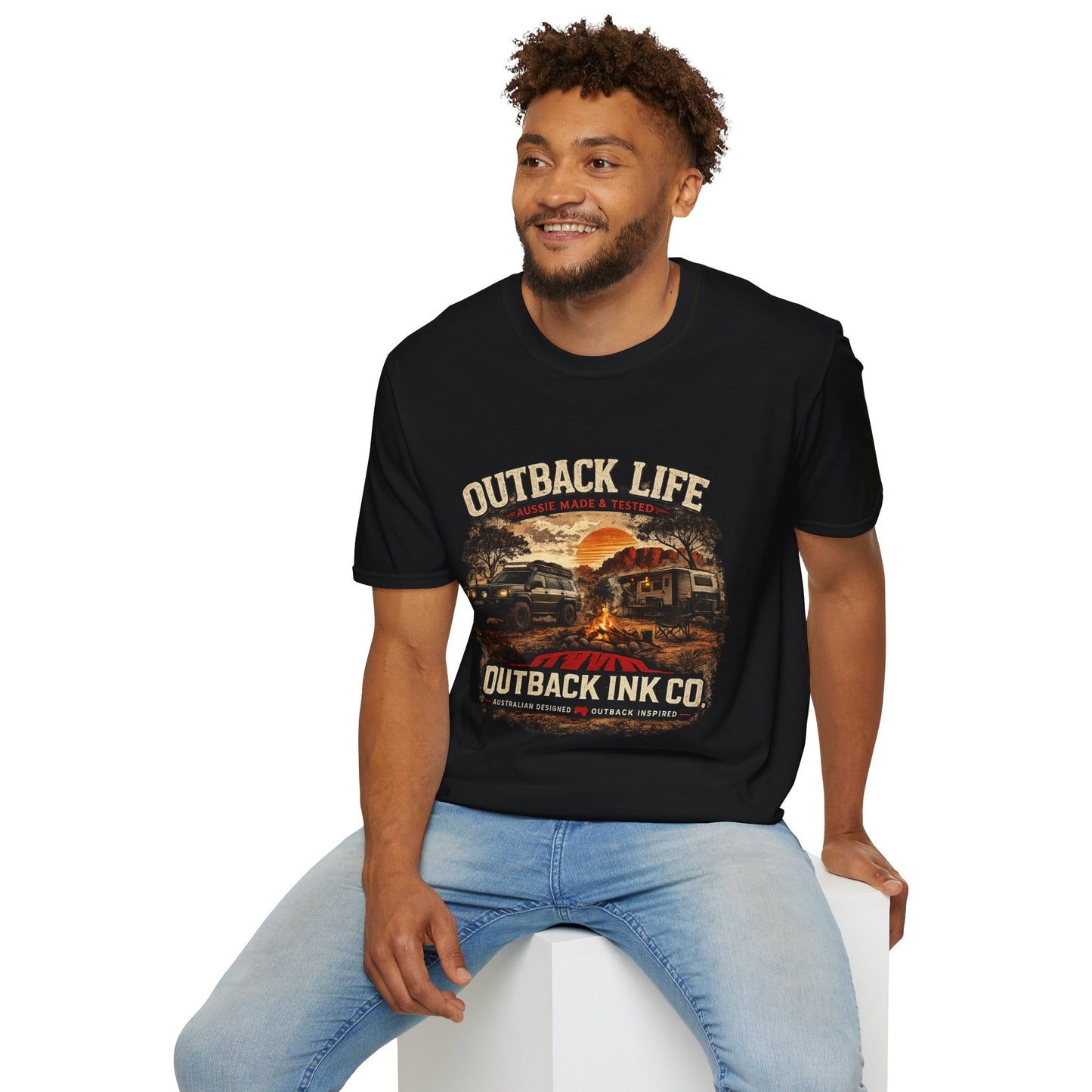 Outback Life Graphic T-Shirt — Aussie Made Caravan & Camper Sunset Tee