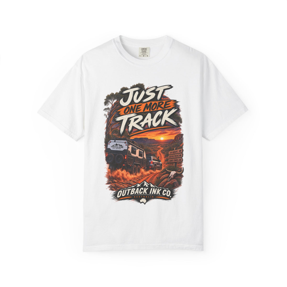 Just One More Track Graphic Tee — Train & Outback Adventure T-Shirt