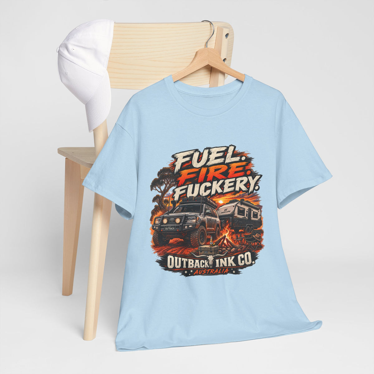 Fuel, Fire & Fuckery Tee — Retro Camping 4x4 Graphic T-Shirt