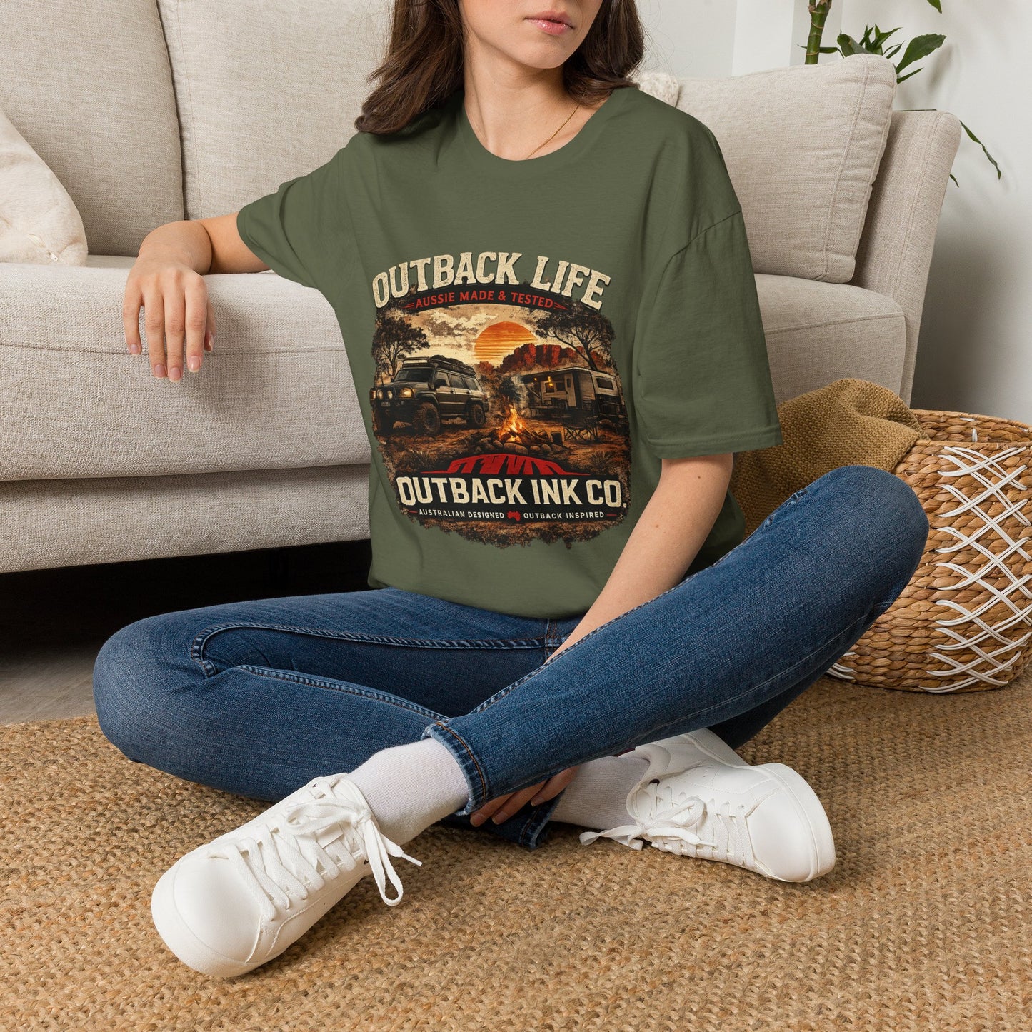 Outback Life Graphic T-Shirt — Aussie Made Caravan & Camper Sunset Tee