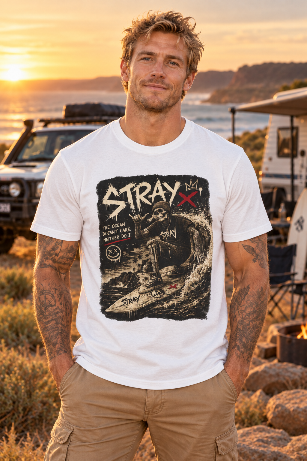 Stray Skull Wave Graphic Tee