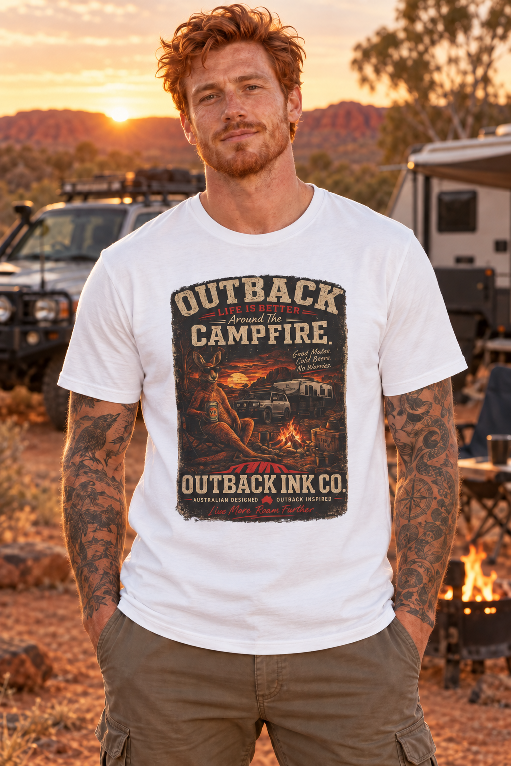 Campfire Outback T-Shirt — "Outback Campfire" Vintage Outdoor Graphic Tee