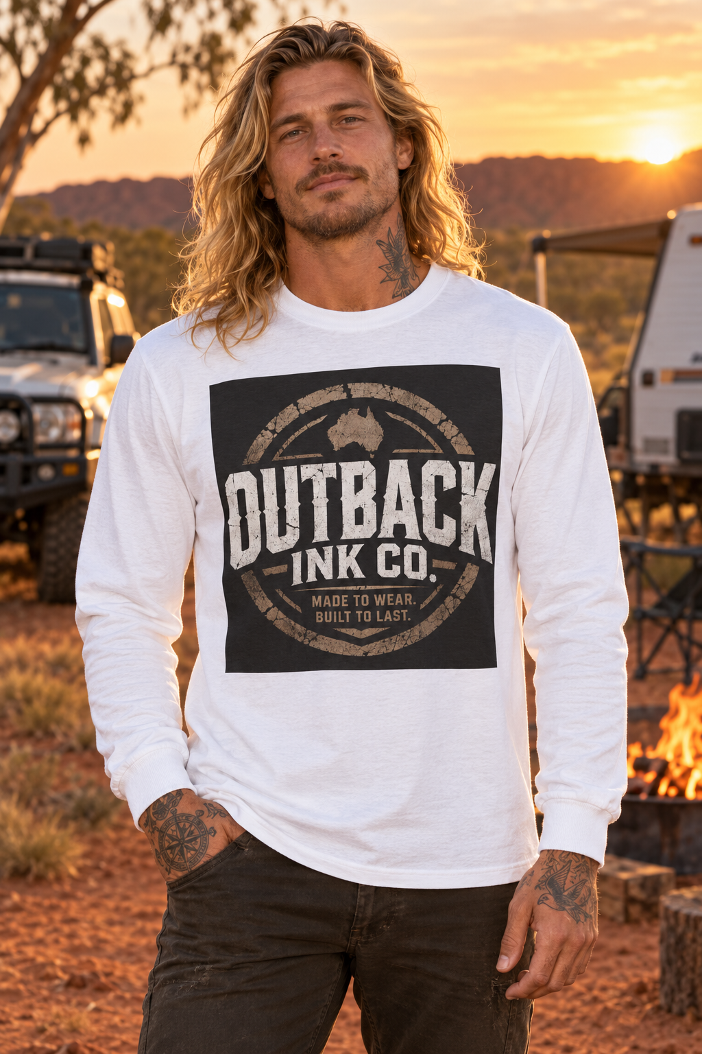 Outback Ink Co. Long Sleeve Tee — Vintage Australian Logo