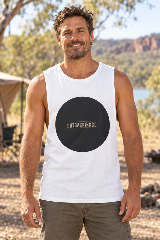 Barnard Tank Top — Minimal 'OUTBACKINKCO.' Circle Logo