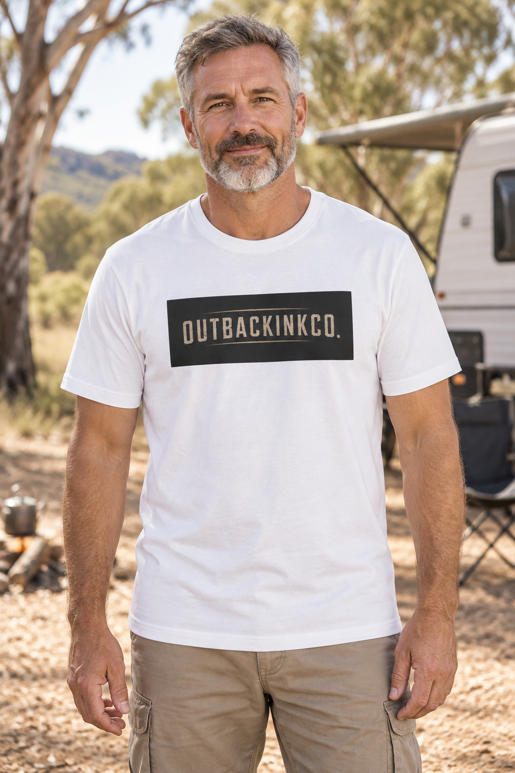 OutbackInkCo Logo T-Shirt — Minimal Vintage Box Graphic Tee