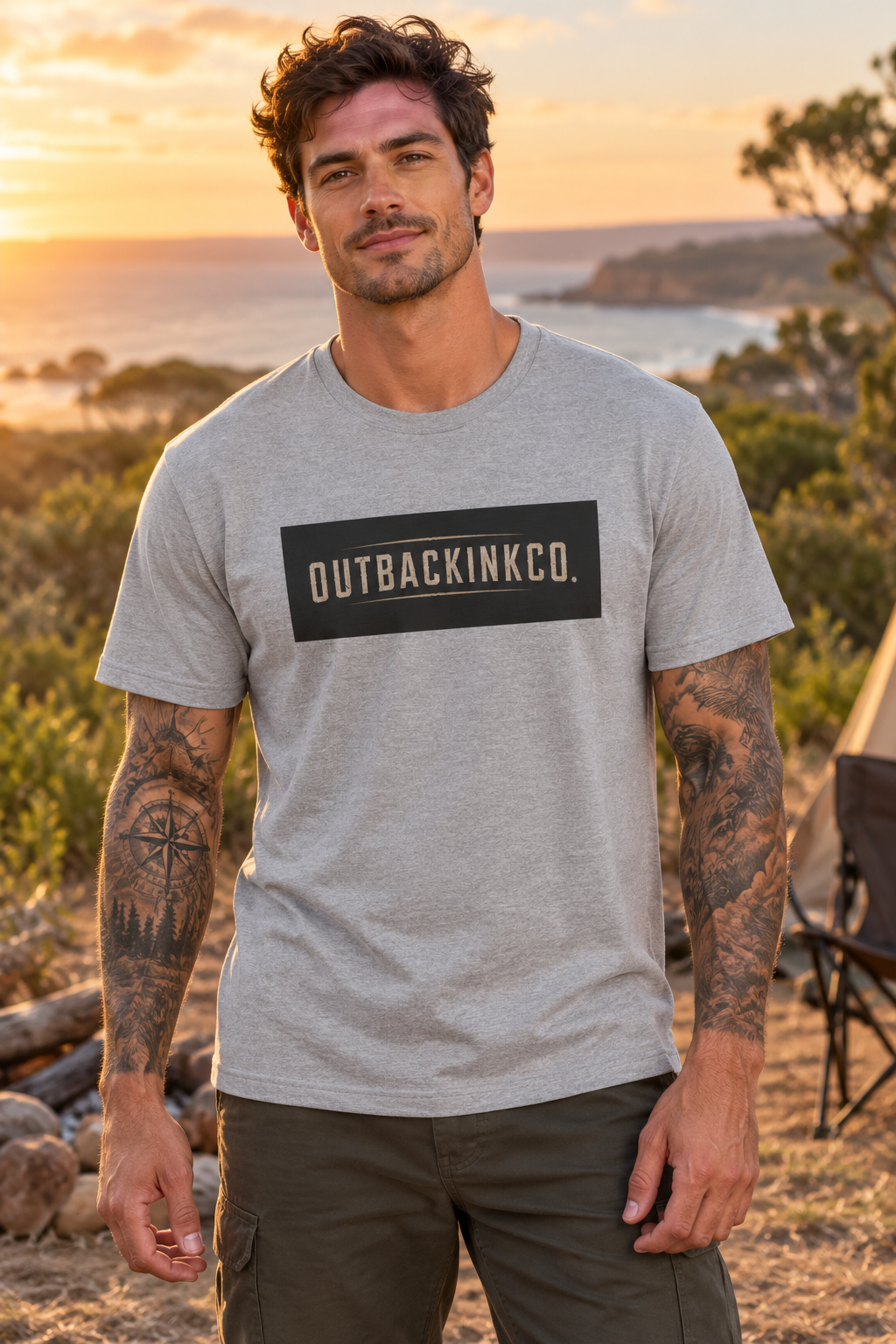 OutbackInkCo Logo T-Shirt — Minimal Vintage Box Graphic Tee